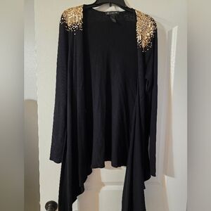 INC International Concepts Black Cardigan With gold Accent